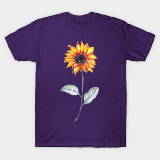 Sunflower Garden On Periwinkle Color T-Shirt